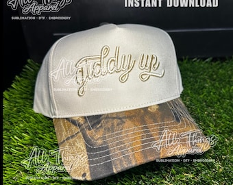 3D Puff Giddy Up embroidery file for hat