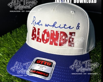 Red, White and Blonde embroidery hat file