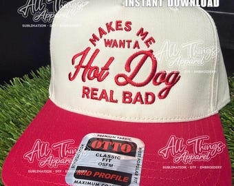 Makes me want a hot dog embroidery hat file