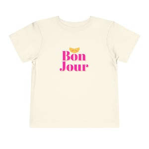 Bonjour Toddler T-shirt, Fun Kids shirt, Gift For Kids, Croissant, French Gifts, Bilingual Baby, Francophone, Cadeau Pour Un Enfant Français