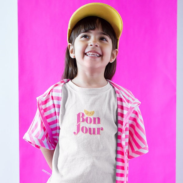 Bonjour Youth T-shirt, Gift For Kids, Croissant, Bilingual Kids, Francophone, Cadeau Pour Un Enfant Français, Idée Cadeau, T-shirt Enfant