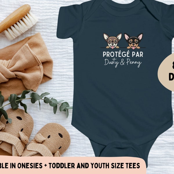 Protégé Par Body Pour Bébé, Protected By Custom Dog Breed, J'aime Mon Chien, Cadeau Personnalisé, Shirt Personnalisé, Bébé Onesie