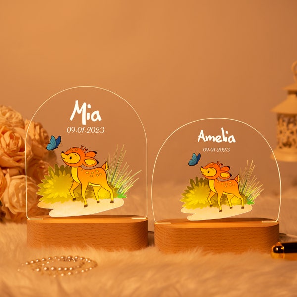 Customized name night light for baby, luminous animal acrylic board creative night light, kids room gift