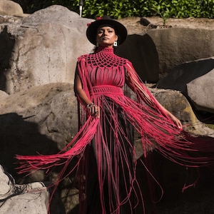 Handmade Macrame Wedding Dress: Boho Knotted Cotton Beach Gown