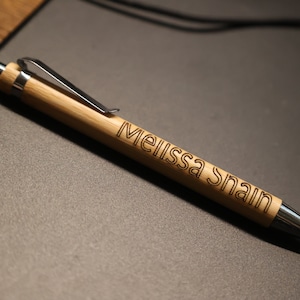 Personalized, Bamboo retractable pen.