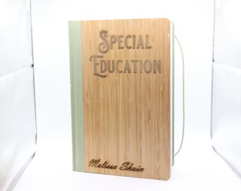 Notebook bound with bamboo.