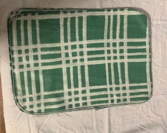Cream and Green Plaid Unpaper Towel, Reusable towel for cleaning