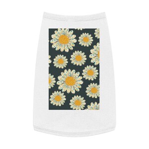 Pet Tank Top with Daisy Print, Floral Dog/Cat Shirt, Summer Pet Fashion, Flower Pet Apparel, Cute Pet Gift