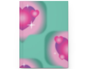 Diario de Tapa Dura con Corazones, Diario con Diseño de Corazón, Cuaderno Rayado, Tema de Amor, Regalo de San Valentín