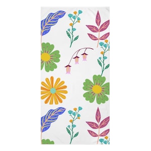 Floral Design Cotton Towel, Soft Absorbent Towel, Floral Bath Towel, Bathroom Decor, Gift for Her