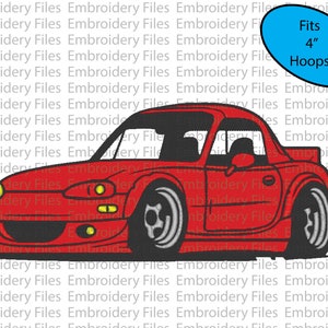 Könnte beinhalten: Rote Comic-Auto-Stickerei-Design, passt für 10 cm Reifen.