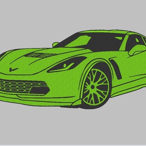 May include: A green sports car with black accents and a black interior. The car has a sleek design with a low profile and a large front grille.