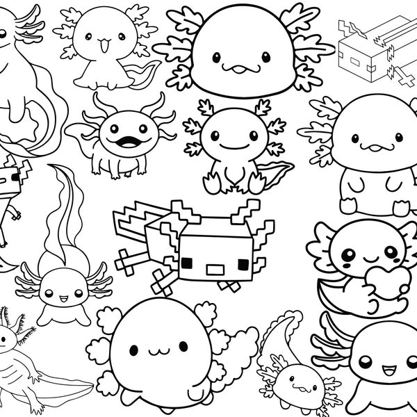 Axolotl SVGs File Pack! Instant Download! *Highest Quality*  Very Cute SVGs