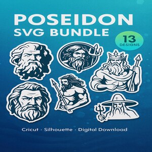 Poseidon griechischen Gott Themed SVG Datei Pack! *Höchste Qualität*