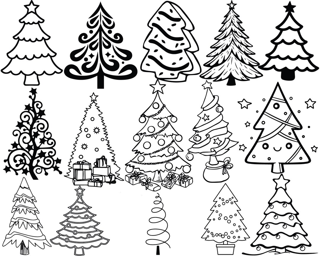 Christmas Trees / Tree Outlines / Christmas Svgs File Pack highest