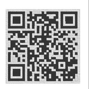 May include: Black and white QR code with a square shape.