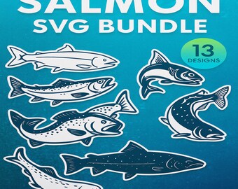 Salmon Fish Themed SVGs File Pack! *Highest Quality*