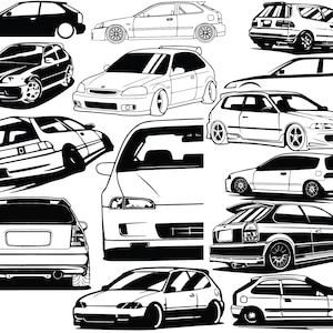 EK / EG Hatchback Car Themed SVGs File Pack! *Highest Quality*