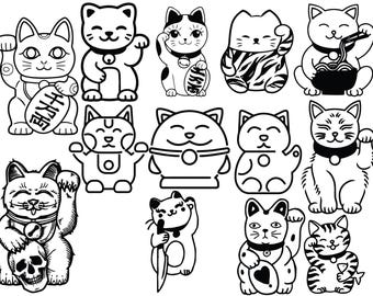 Lucky Cat Themed SVGs File Pack! *Very High Quality*