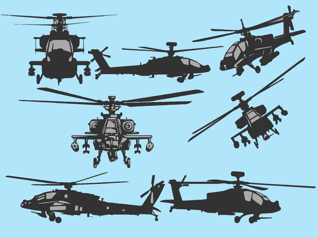 Apache Helicopter Themed Embroidery Machine Files Pack! *highest ...