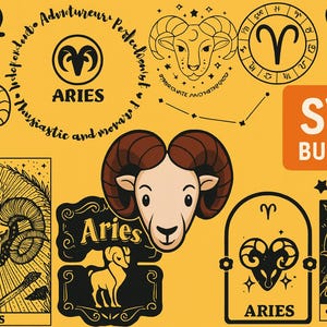 Aries Zodiac Sign Horoscope SVGs File Pack! *Highest Quality*
