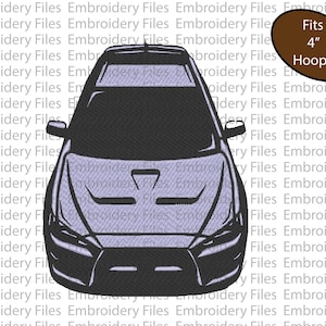 May include: Black and white outline of a car, front view, with a gray hood. The text "Fits 4" Hoops!" is in a brown oval shape.