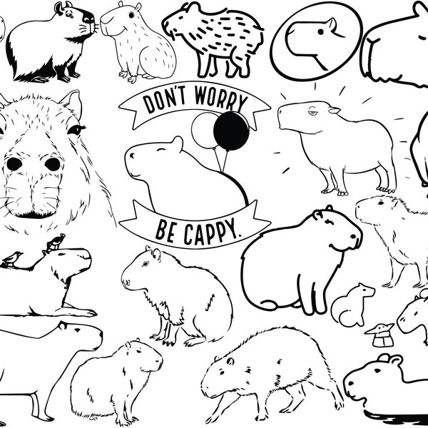 Capybara SVGs File Pack! *Highest Quality* *Cute SVGs*