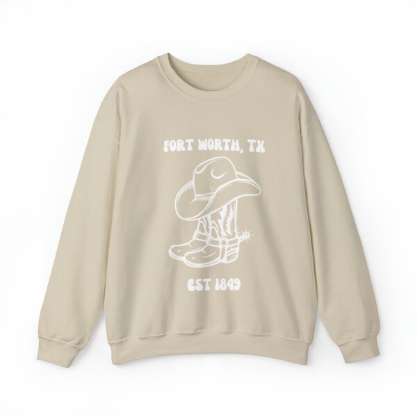 Fort Worth Texas Crewneck Sweatshirt, DFW Crewneck Sweatshirt, Cowboy Boots Sweatshirt, Cowboy Hat Sweatshirt