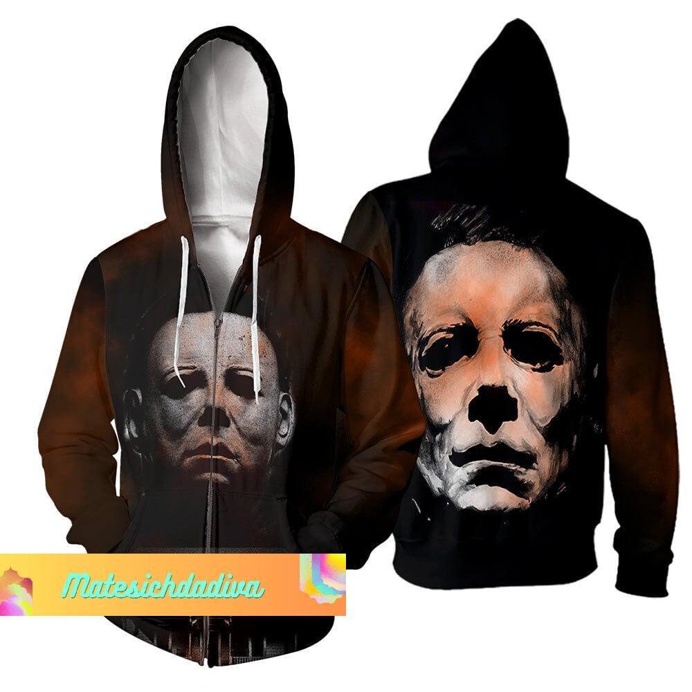 All+Every Halloween Michael Myers Behind Bush Men's Hooded Sweatshirt