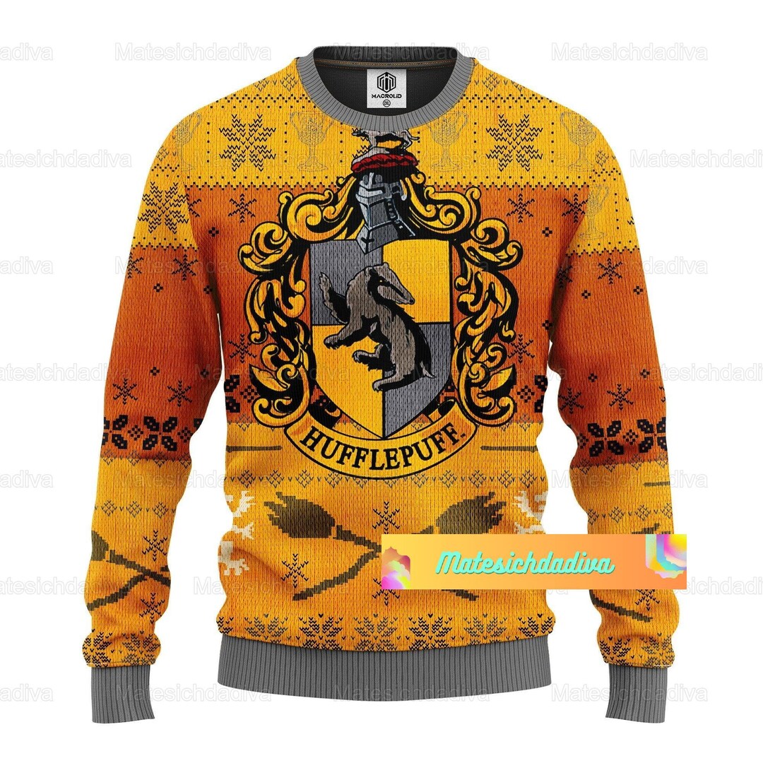 Christmas Hufflepuff Ugly Sweater Hp Hufflepuff Sweater Hp Etsy
