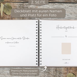 Love Notes® Wedding Guest Book with Questions to Fill Out Elegant Silver Embossing, 70 Guest Entries, 21 x 23 cm, Linen Hardcover Sand Beige image 4