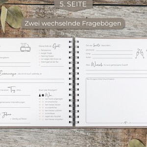 Love Notes® Gästebuch Hochzeit mit Fragen zum Ausfüllen Edle Silber Prägung, 70 Gästeeinträge, 21 x 23 cm, Leinen Hardcover Sandbeige Bild 7