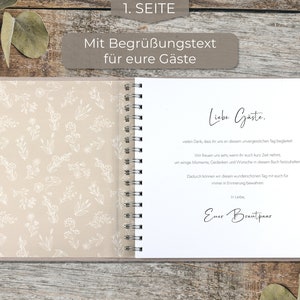 Love Notes® Gästebuch Hochzeit mit Fragen zum Ausfüllen Edle Silber Prägung, 70 Gästeeinträge, 21 x 23 cm, Leinen Hardcover Sandbeige Bild 3