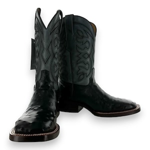 Franko Boots Mens Bulldog Grabado Avestruz Negro