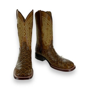Franko Boots Mens Bulldog Grabado Pescado Miel