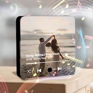 Gepersonaliseerde muziekmagneet koelkastmagneet - aangepaste fotoalbummagneten met jouw tekst - familiecadeaus voor papa, mama