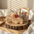 Personalized Elephant Family Wooden Puzzle | Custom Name Wood Animal Figurine | Fathers Day Gift | New Dad Keepsake Family Desk Decor product logo