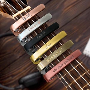 Personalized Capo Engraved Guitar Capo - Custom Metal Capo with Name - Wood Guitar Accessories for Dad Music Gift