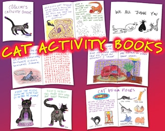 Hand Drawn Cat Activity Book for Adults and Children!  Great gift for cat lovers.
