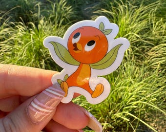 Orange Bird Sitting Glossy Sticker
