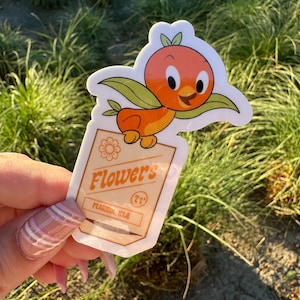 Orange Bird with Sign Glossy Sticker