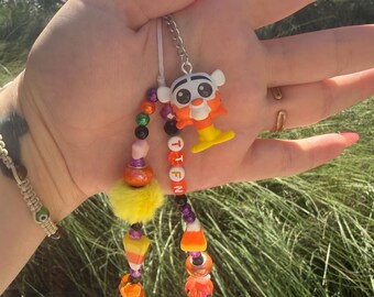 Candy Corn Tiger Doorable Beaded Phone/ Bag Charm- Halloween edition