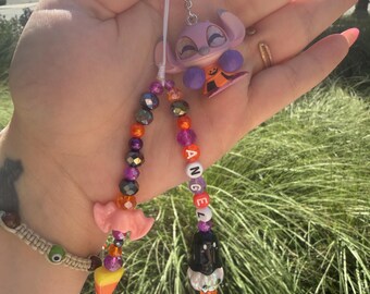 Cheerleader Pink Alien Doorable Beaded Phone/ Bag Charm- Halloween edition