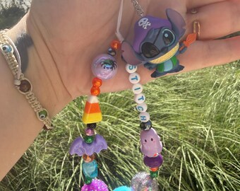 Pirate Blue Alien Doorable Beaded Phone/ Bag Charm- Halloween edition