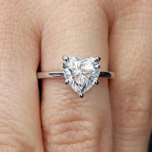 1.5 CT Heart Cut Lab Grown Diamond Ring /Solitaire Heart diamond ring / Heart Engagement Ring / Lab grown Engagement Ring