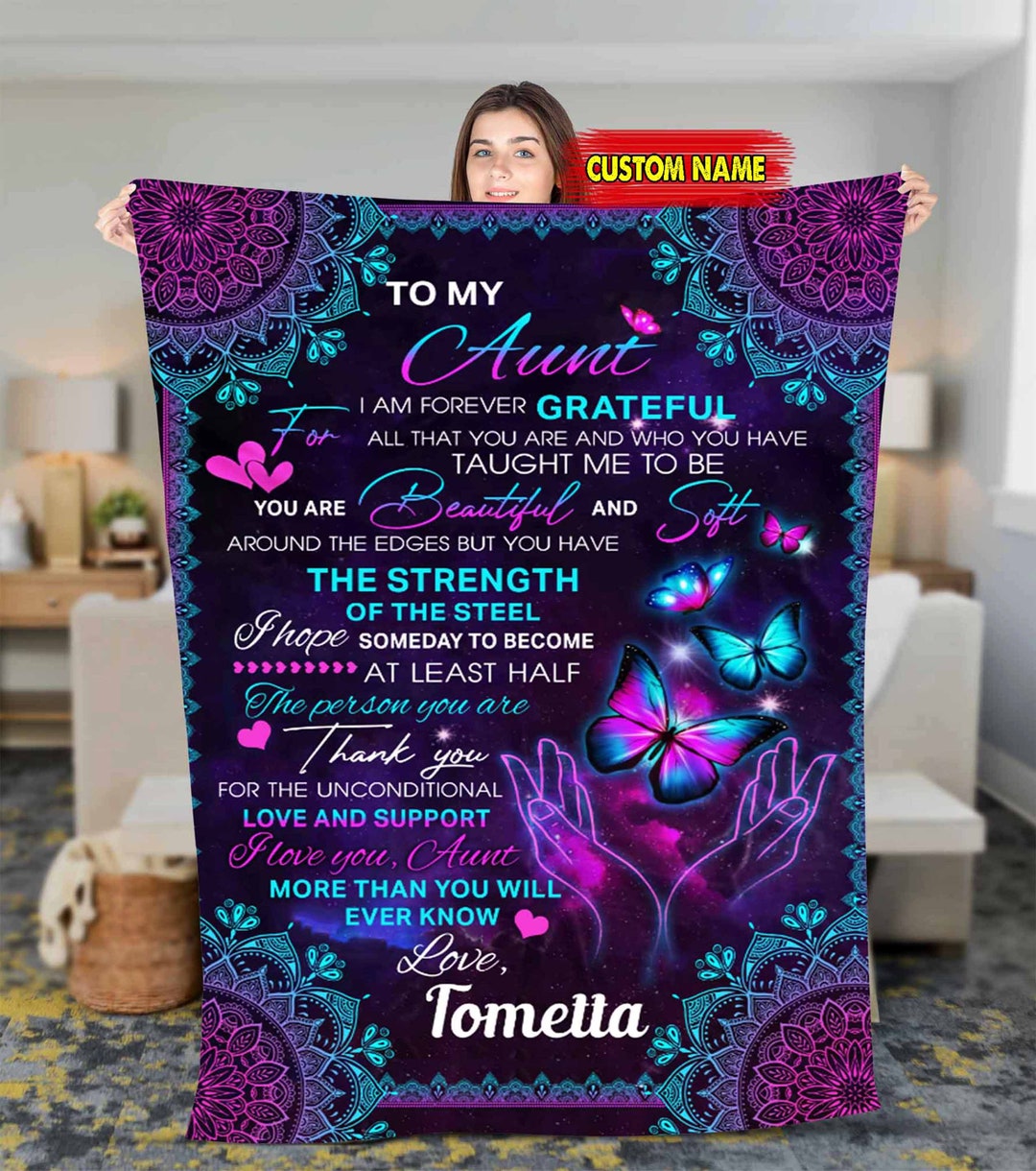 Custom Blanket for Aunt to My Aunt Love Letter Fleece Sherpa Etsy