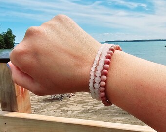 Rose quartz bracelet/ Gemstone bracelet/ love bracelet/ quartz/ chakra