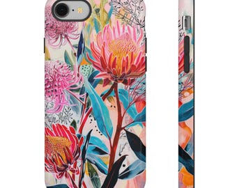 Botanical Australian Native Flowers - Whitely 3 Tough Phone Case, Protective Floral Phone Cover, Nature Lover Gift, Botanical