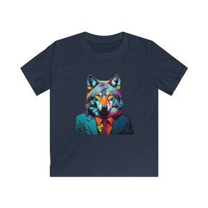 ポップアート スーツを着たウルフ - キッズ ソフトスタイル T シャツ