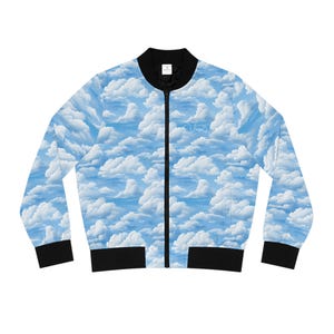 Chaqueta bomber con estampado de nubes, ropa de calle ligera para mujer